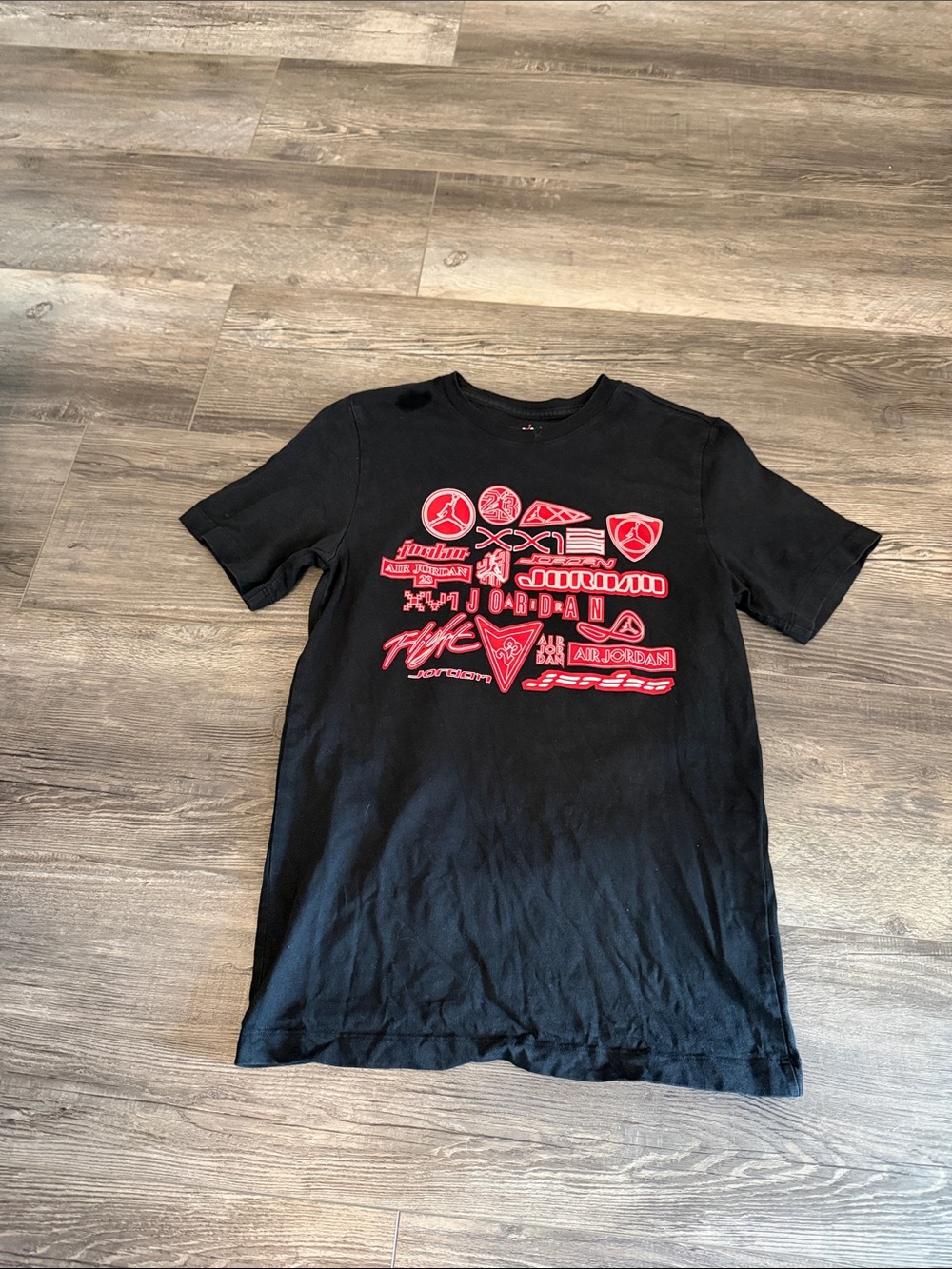 Jordan Black T-Shirt with Red Air Jordan Logos